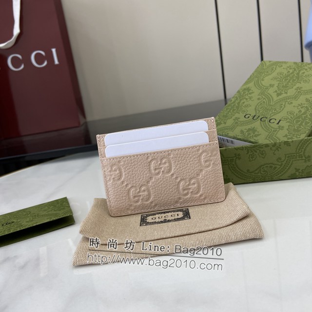 Gucci專櫃古馳最新款Emblem系列超柔軟荔克色壓花/全皮卡包 jh2091型號：815883